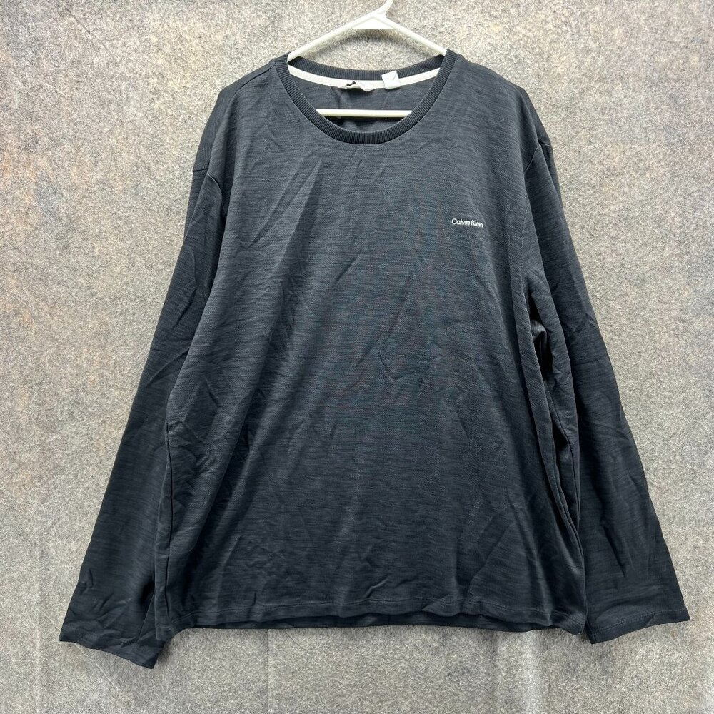 Calvin Klein Shirt Mens 2X-Large Black Long Sleeve Stretch Cotton Blend Tee NEW